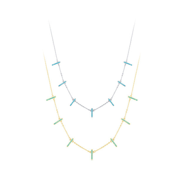 Bohemian Turquoise Choker Necklace in Sterling Silver