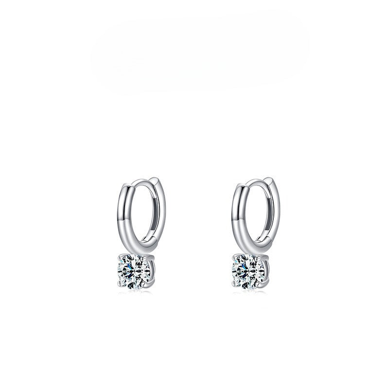 925 Sterling Silver Round Zircon Hoop Earrings