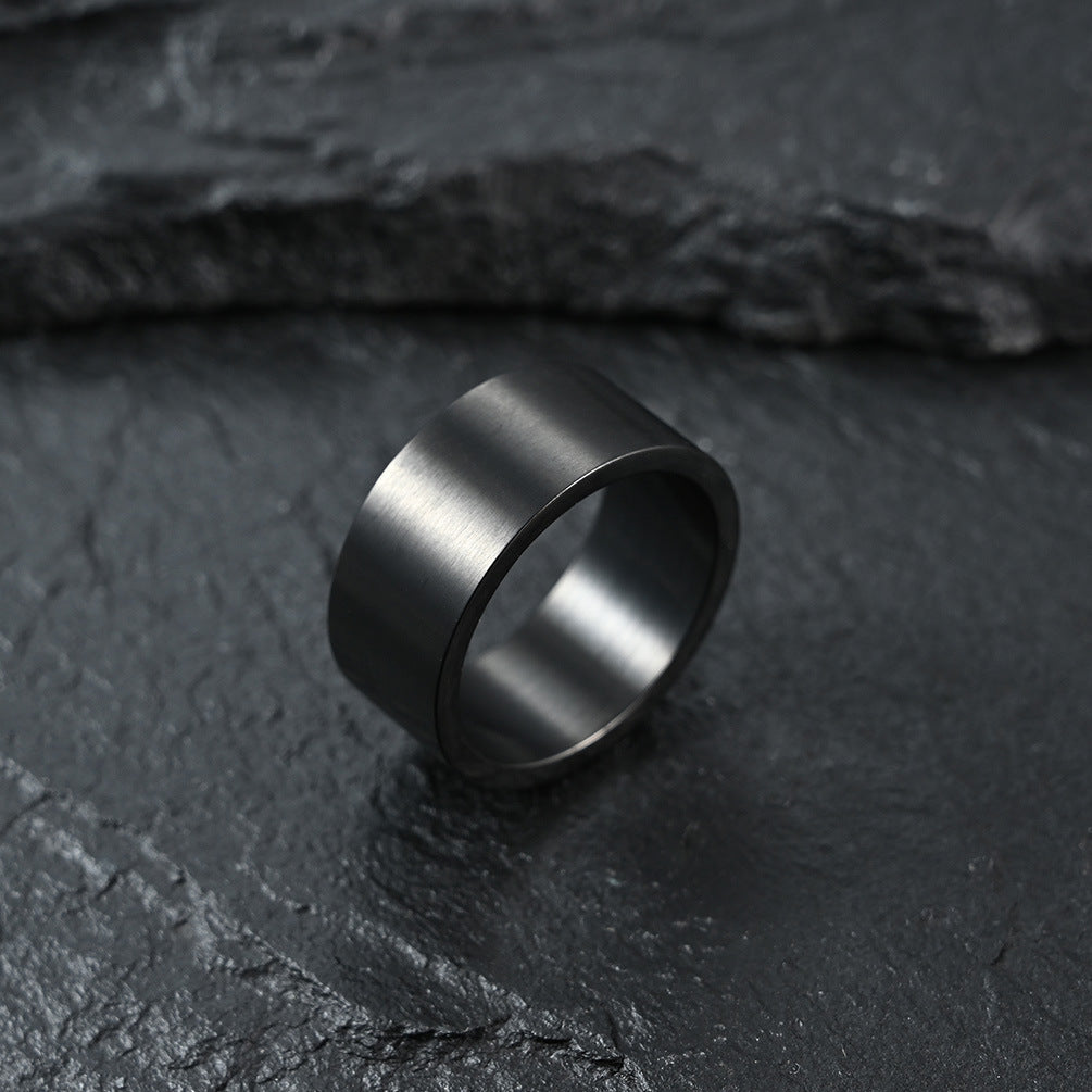 Amazon Inner And Outer Flat Matte Brushed Titanium Steel Ring For Men