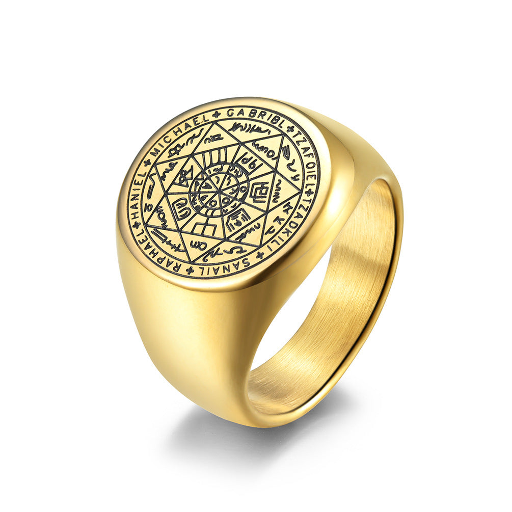 Planderful Everyday Genie Heptagram Ring For Men Titanium Steel Durable Urban Hip Hop Style