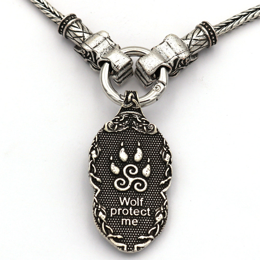 Viking Legend Wolf Head Necklace - Men's Celtic Animal Pendant from Planderful Collection