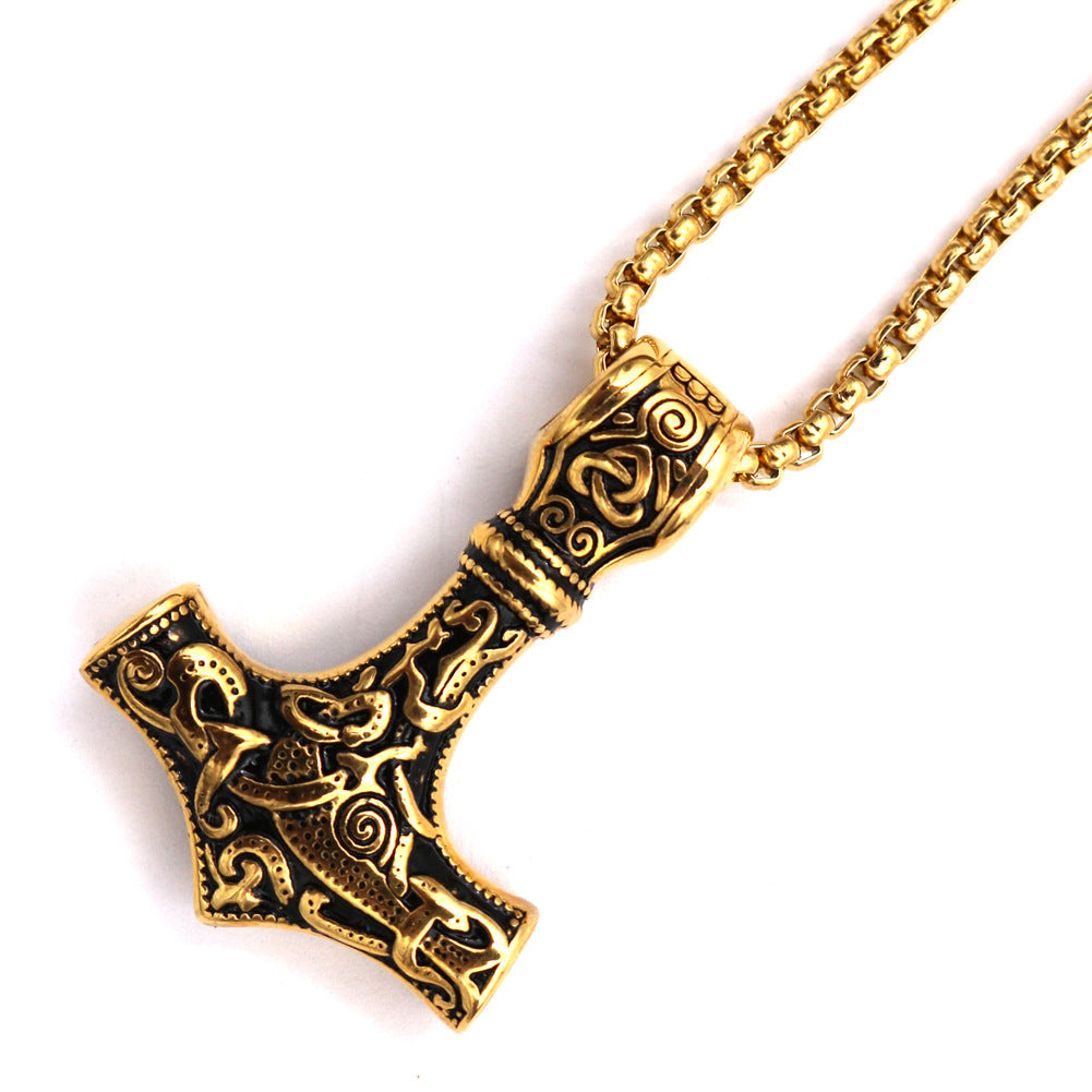 Viking Thor Hammer Necklace - Norse Legacy Collection Stainless Steel Pendant for Men