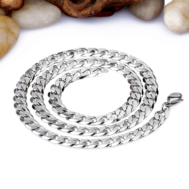 Men's Titanium Steel Necklace, Trendy Rhombus 7mm Thick Chain, Men's Necklace, Foreign Trade