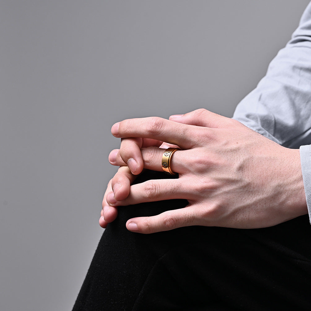 New Ethnic Style Chess Rotatable Ring for Men Customization