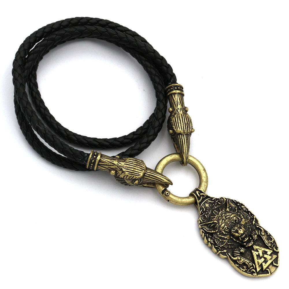 Viking Legend Wolf Head Necklace - Premium Celtic Pendant for Men