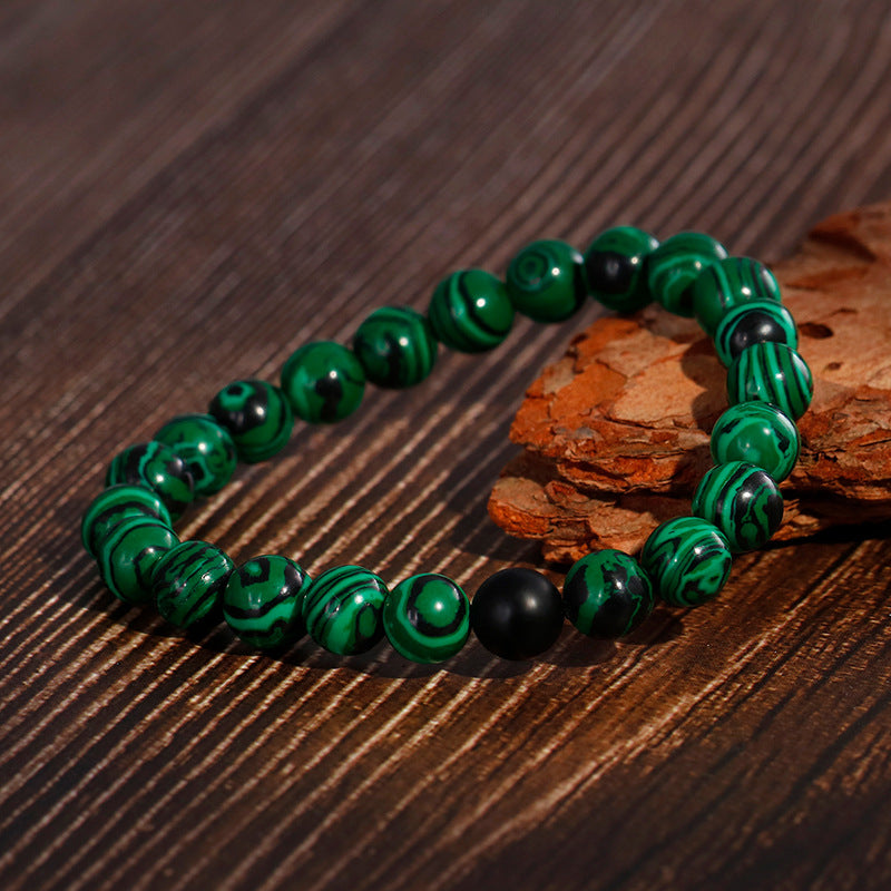 Personalized Retro Matte Black Agate Unisex Beaded Bracelet for Men - European and American Style