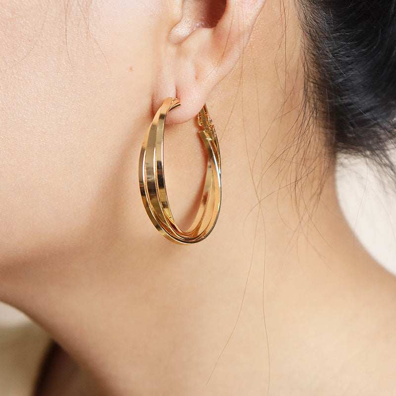 Metallic Geometric Circle Earrings - Vienna Verve Collection