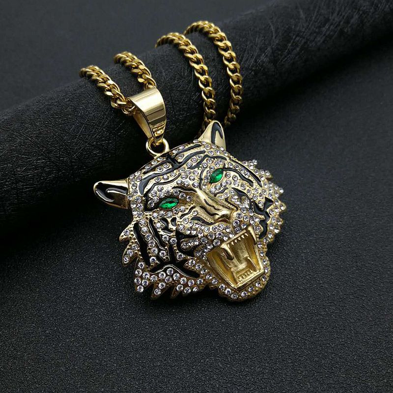 Hip Hop Jewelry Titanium Steel Gold Plated Zircon Tiger Head Bottle Opener Pendant Necklace By Planderful Everyday Genie