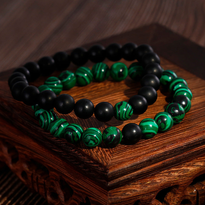 Personalized Retro Matte Black Agate Unisex Beaded Bracelet for Men - European and American Style