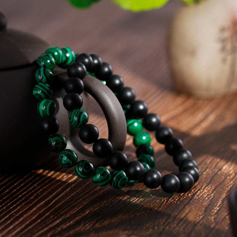 Personalized Retro Matte Black Agate Unisex Beaded Bracelet for Men - European and American Style