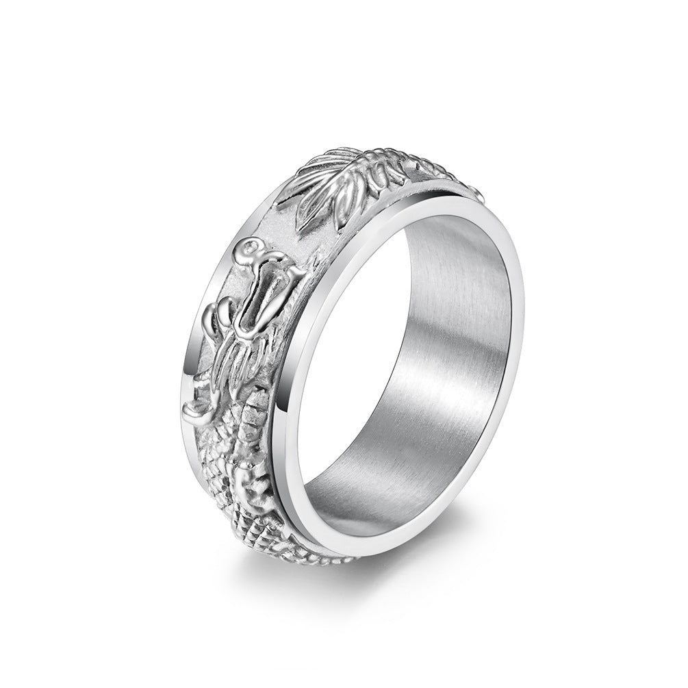 Ethnic Style Chinese Dragon Panlong Rotatable Ring Wholesale