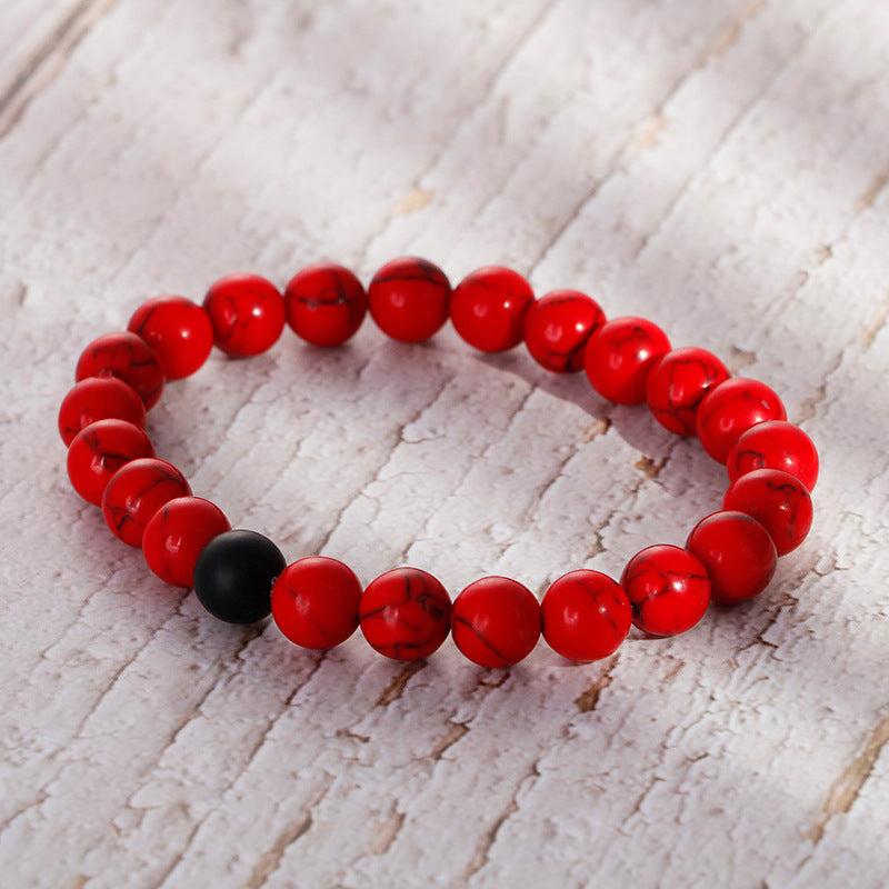 Trendy Simple Couple Bracelet for Casual Wear - Matte Black Agate Jewelry for Men