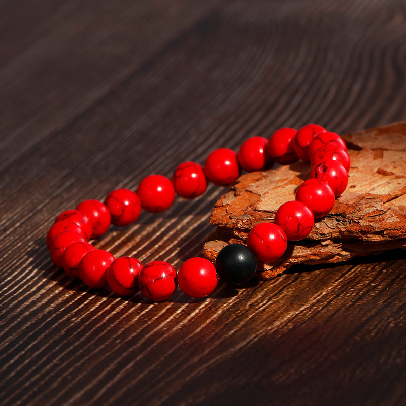 Trendy Simple Couple Bracelet for Casual Wear - Matte Black Agate Jewelry for Men