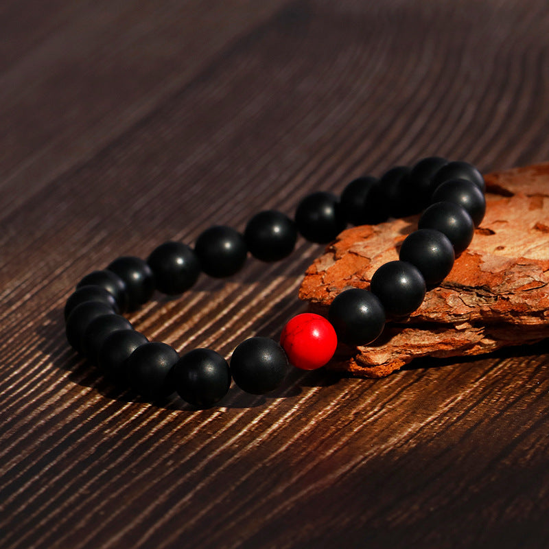 Trendy Simple Couple Bracelet for Casual Wear - Matte Black Agate Jewelry for Men