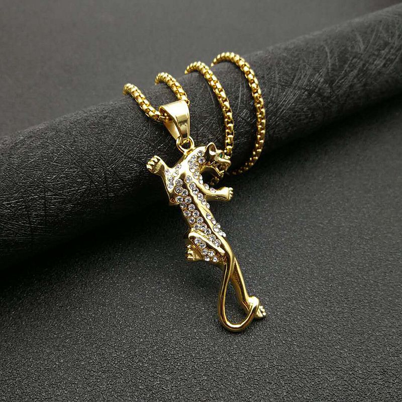 Zircon Necklace – Statement Hip Hop Leopard Head Pendant