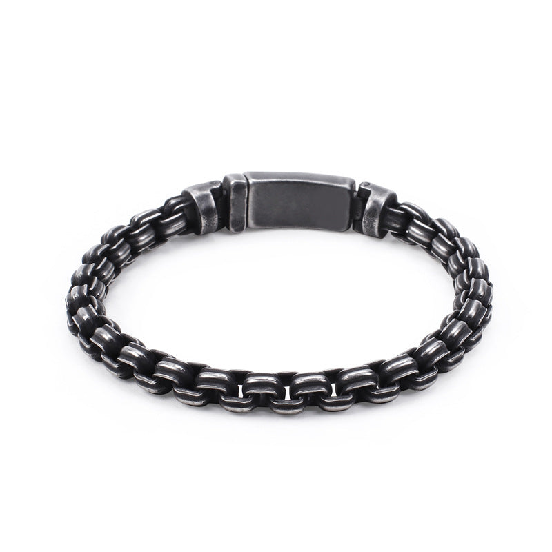 Stylish Retro Square Pearl Bracelet for Men - Versatile Stainless Steel Jewelry