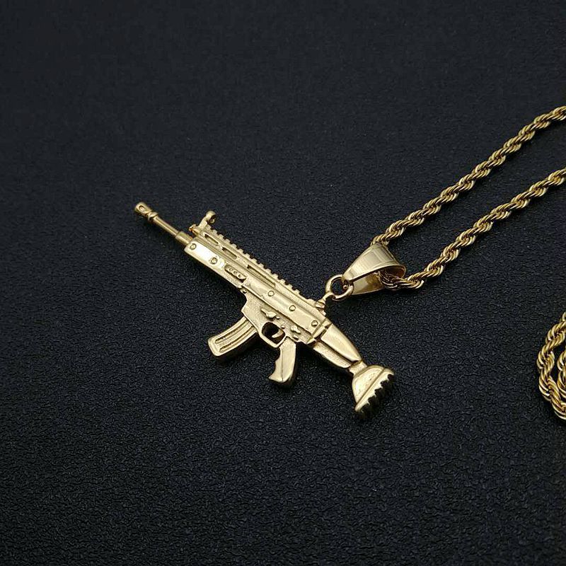 Steel Necklace – Statement Rifle Shape Pendant