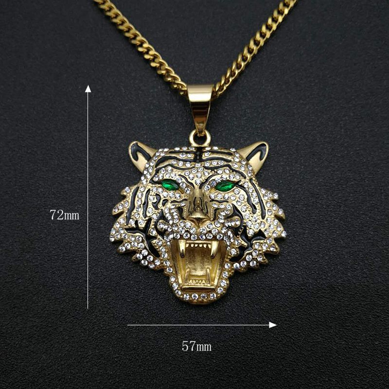 Hip Hop Jewelry Titanium Steel Gold Plated Zircon Tiger Head Bottle Opener Pendant Necklace By Planderful Everyday Genie