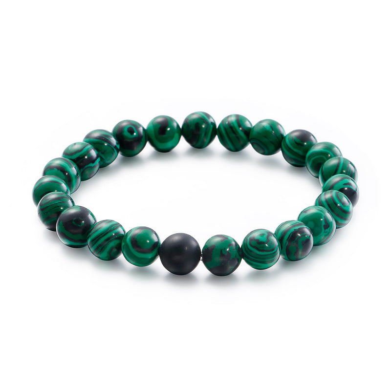 Personalized Retro Matte Black Agate Unisex Beaded Bracelet for Men - European and American Style