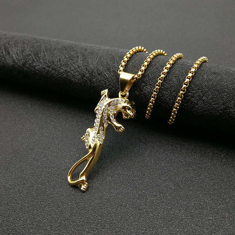 Zircon Necklace – Statement Hip Hop Leopard Head Pendant