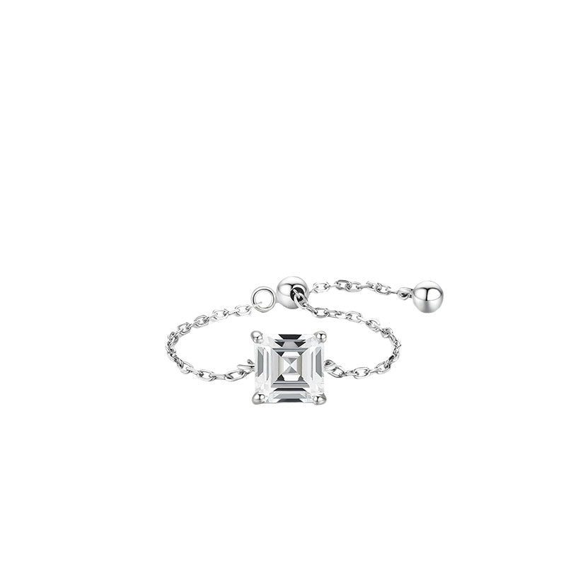 925 Sterling Silver Chain Zircon Ring