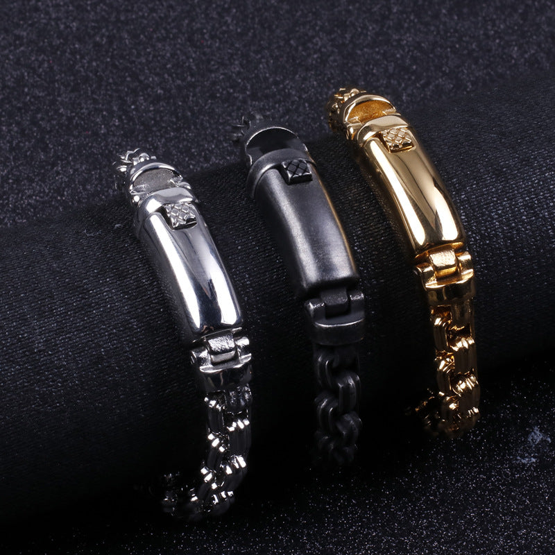 Stylish Retro Square Pearl Bracelet for Men - Versatile Stainless Steel Jewelry