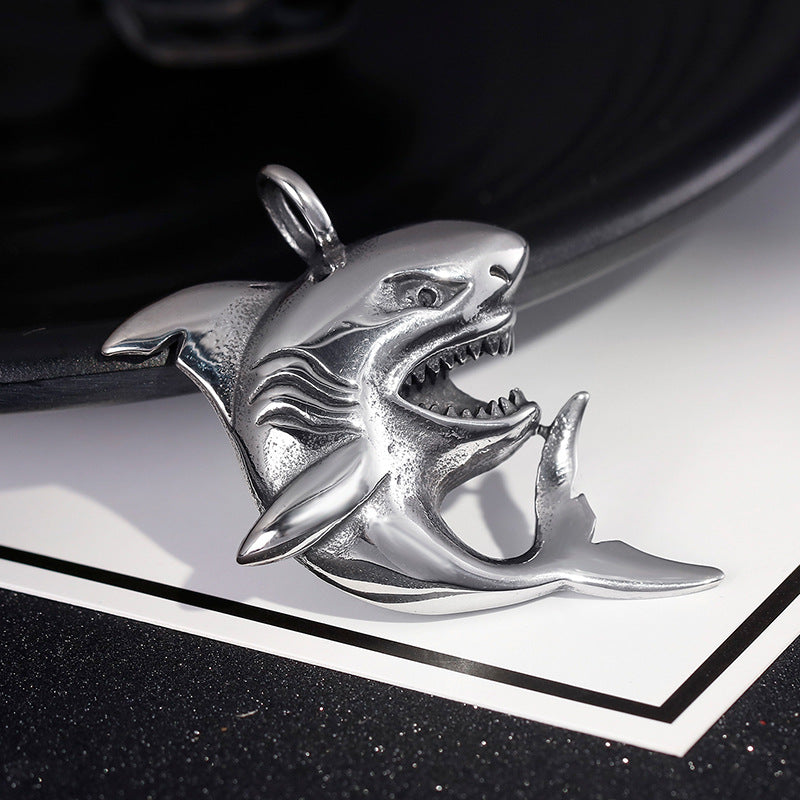 Shark Men's Pendant with Titanium Steel Bouncing Charm
