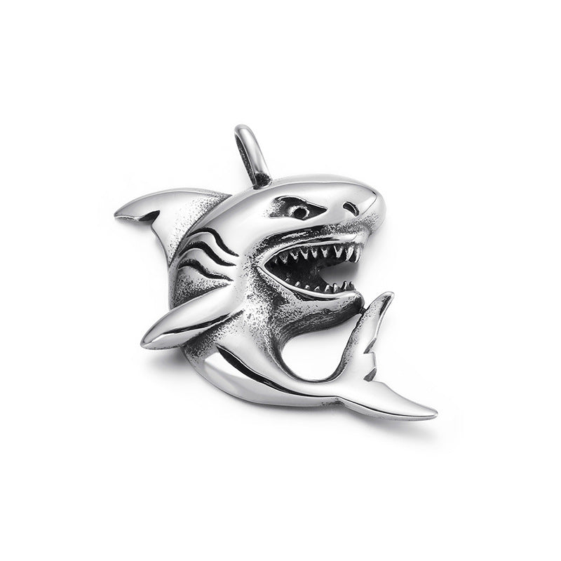 Shark Men's Pendant with Titanium Steel Bouncing Charm