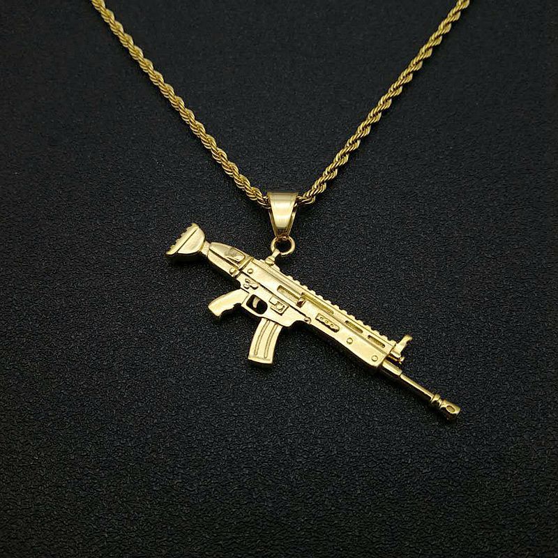 Steel Necklace – Statement Rifle Shape Pendant