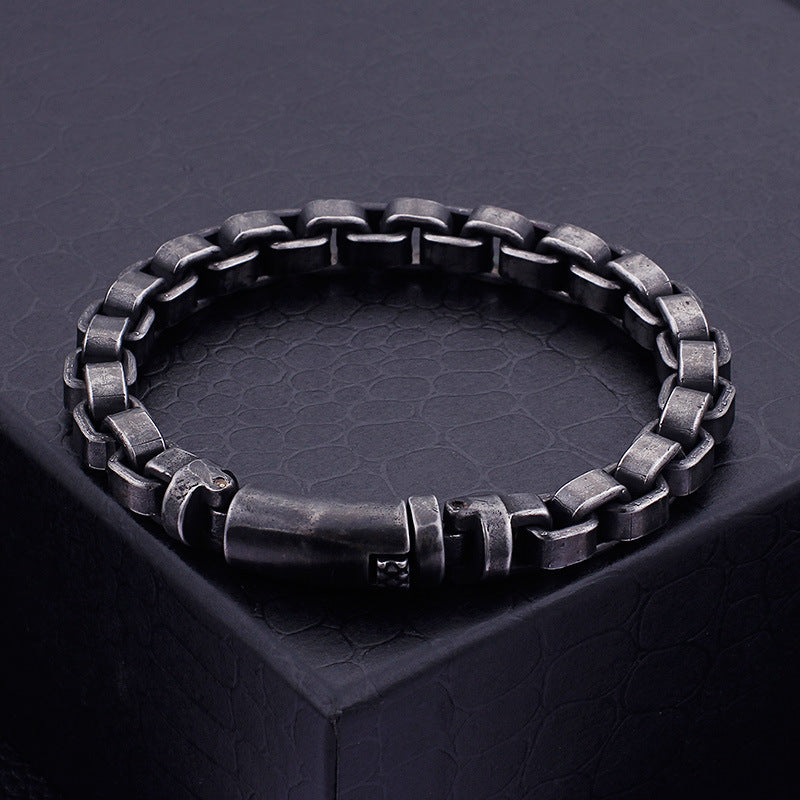 Stylish Men's Titanium Steel Bracelet - Retro Personalized Stainless Steel Hand Jewelry for Everyday Wear