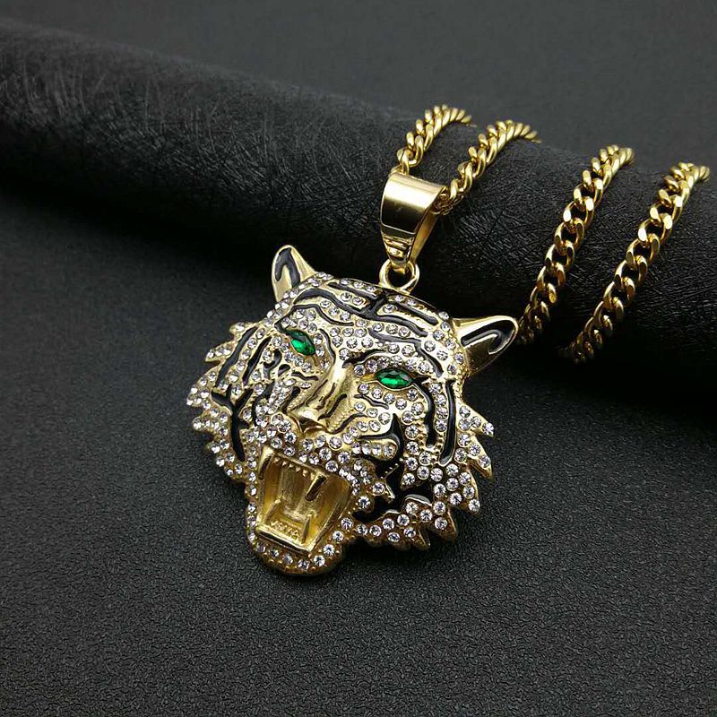 Hip Hop Jewelry Titanium Steel Gold Plated Zircon Tiger Head Bottle Opener Pendant Necklace By Planderful Everyday Genie