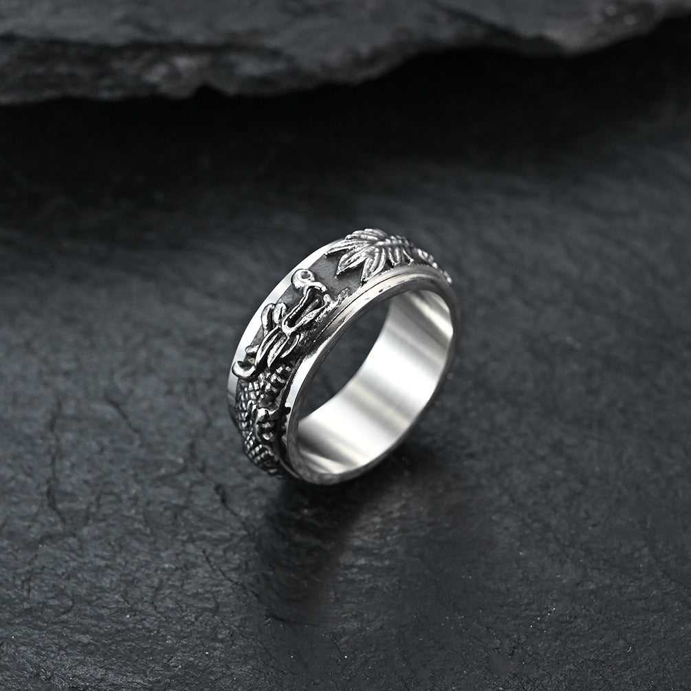 Ethnic Style Chinese Dragon Panlong Rotatable Ring Wholesale