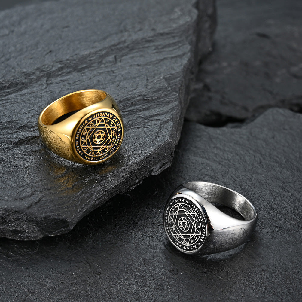 Titanium Steel Constellation Ring for Discerning Men
