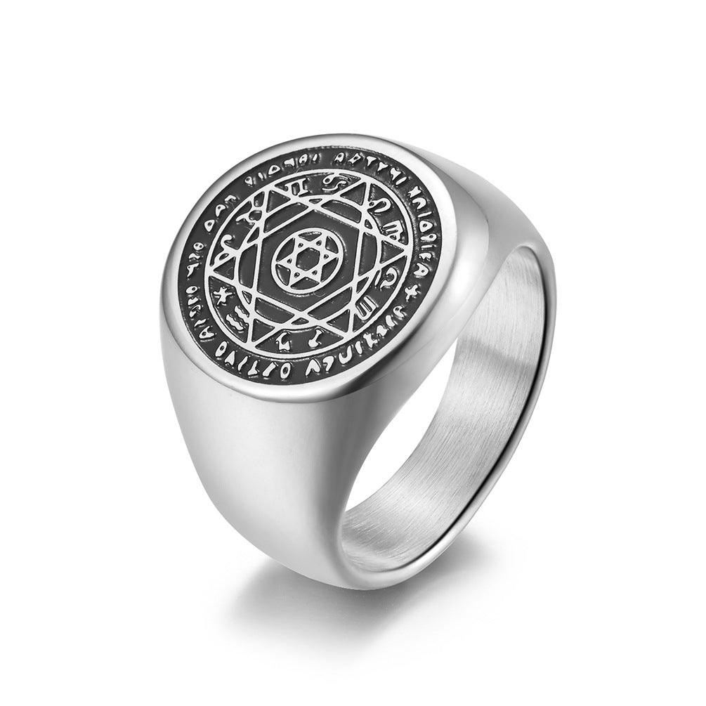 Planderful Hexagram Constellation Titanium Steel Ring For Men Patron Saint Style Niche Personality Jewelry