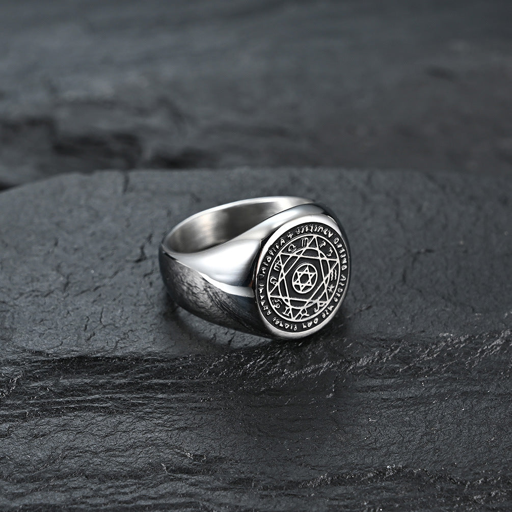 Planderful Hexagram Constellation Titanium Steel Ring For Men Patron Saint Style Niche Personality Jewelry