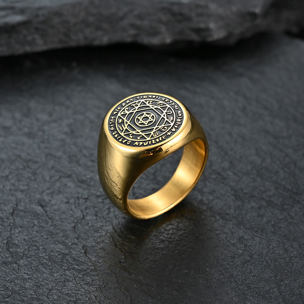 Planderful Hexagram Constellation Titanium Steel Ring For Men Patron Saint Style Niche Personality Jewelry