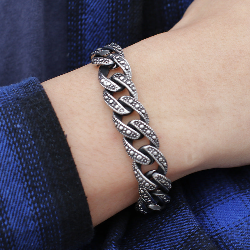 Trendy Men's Stainless Steel Charm Bracelet - Korean Style Fashion Jewelry