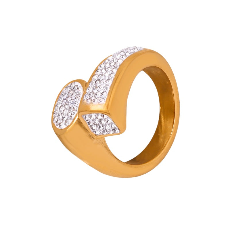 Luxurious Hong Kong Style Double Layer Gold Plated Zircon Ring