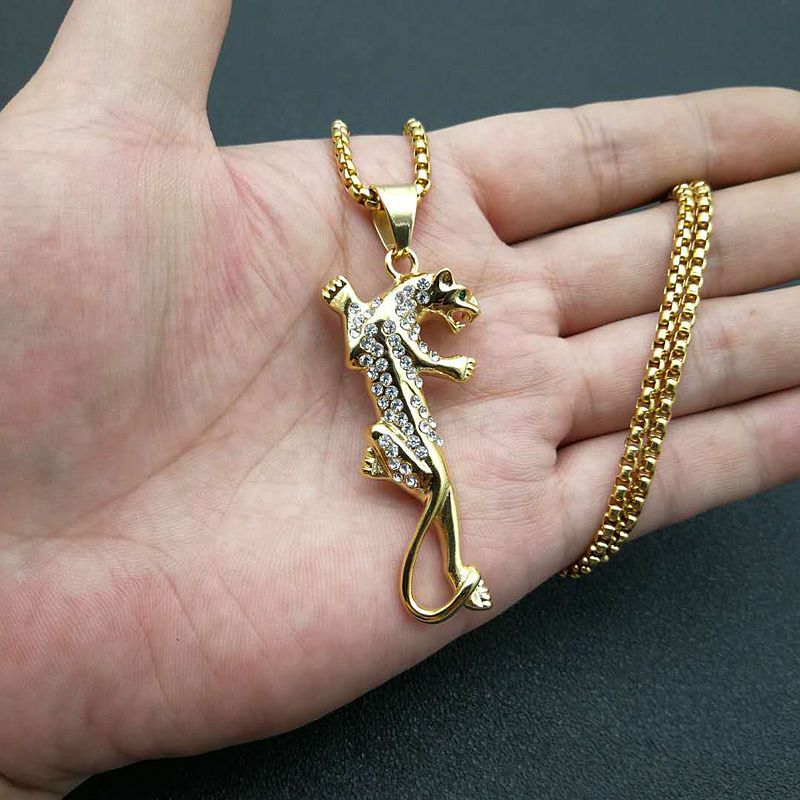 Zircon Necklace – Statement Hip Hop Leopard Head Pendant