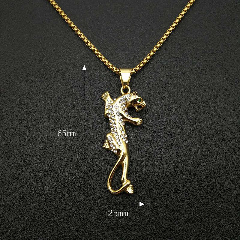 Zircon Necklace – Statement Hip Hop Leopard Head Pendant