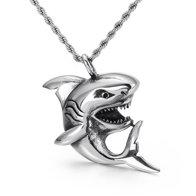 Shark Men's Pendant with Titanium Steel Bouncing Charm