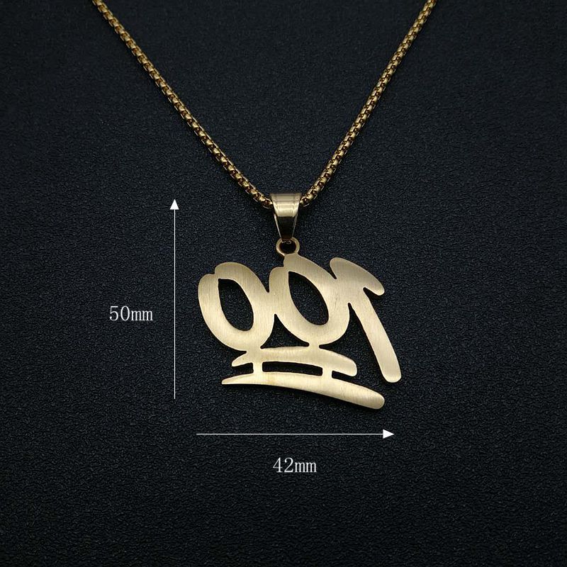 Planderful Hip Hop Necklace Gold Plated Zircon Pendant Titanium Steel 100Point Jewelry For Trendsetting Fans