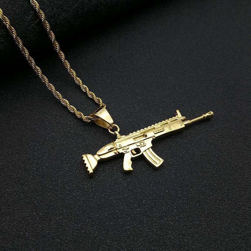 Steel Necklace – Statement Rifle Shape Pendant