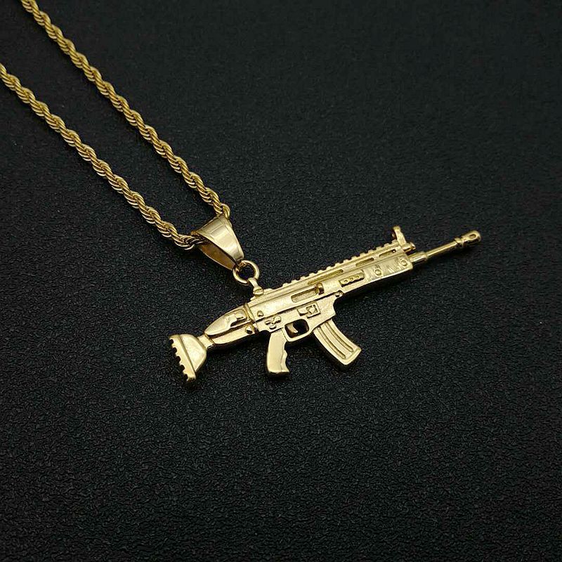 Steel Necklace – Statement Rifle Shape Pendant
