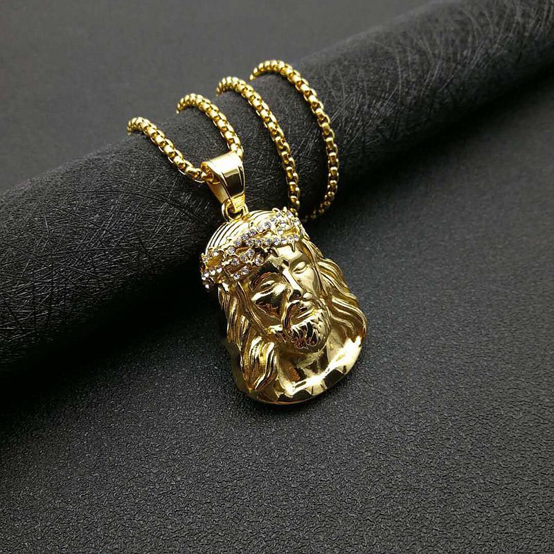 Steel Necklace - Statement Hip Hop Pendant Necklace With Gold-Plated Zircon For Everyday Streetwear