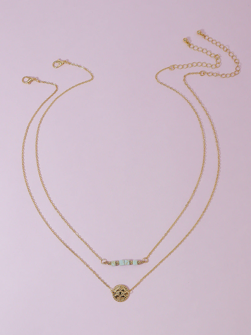 Celebrity Gold Coin Necklace with Stones - Trendy Amazon Jewelry