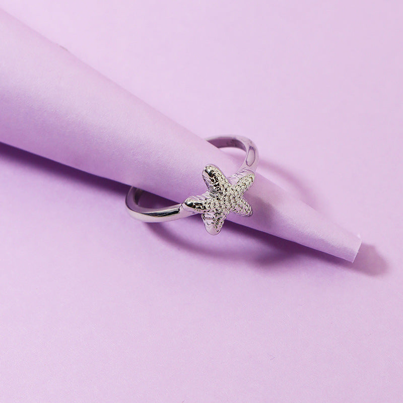 Maritime Chic Starfish Shell Ring Set - Ocean-Inspired, Stylish Vacation Jewelry