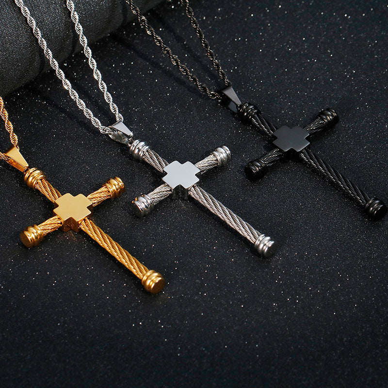 Believer's Cross Titanium Steel Men's Hip-Hop Pendant