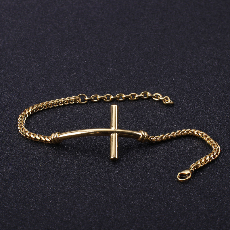 stylish titanium steel cross bracelet for versatile men