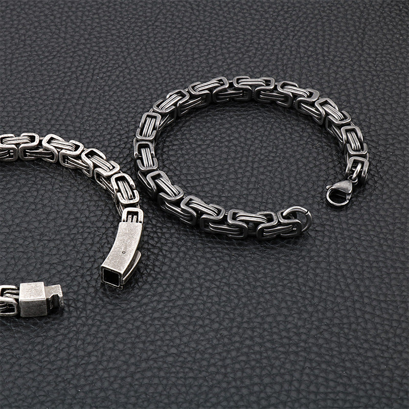 Customizable Retro Titanium Steel Men's Emperor Chain Bracelet